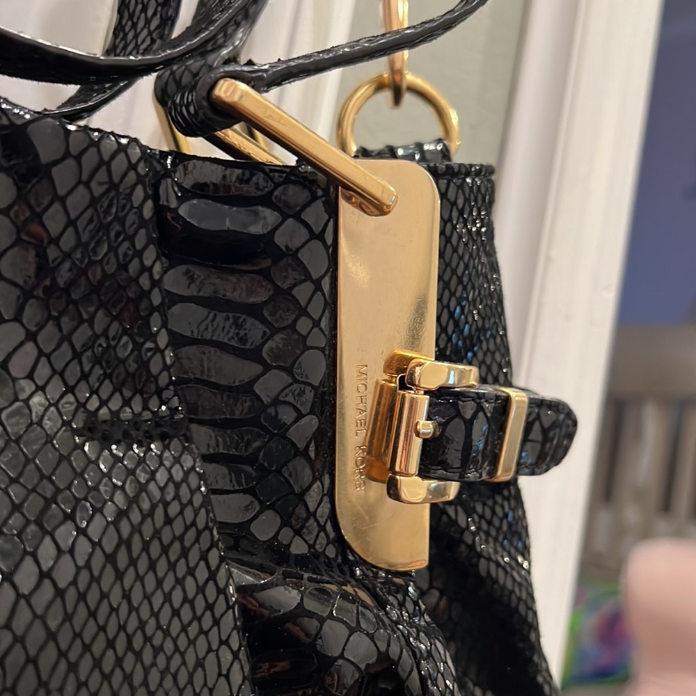 Michael Kors Black Python Pattern & Gold Metal Ac… - image 6